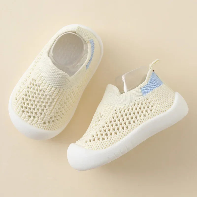 Spring Summer Toddler Shoes Breathable Knitted Kids Sneakers Boys Slip-on Tennis Shoes Girls Soft Non-slip School Casual Shoes