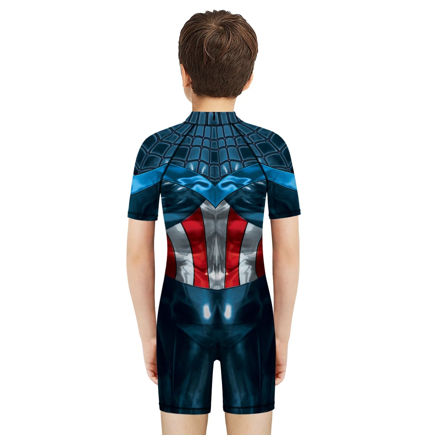 Children One Pieces Swimsuit Superhero 3D Print Playsuit Child Short Sleeve Swimwear Beach Bathing Suit Swim Wear For Boys Girls