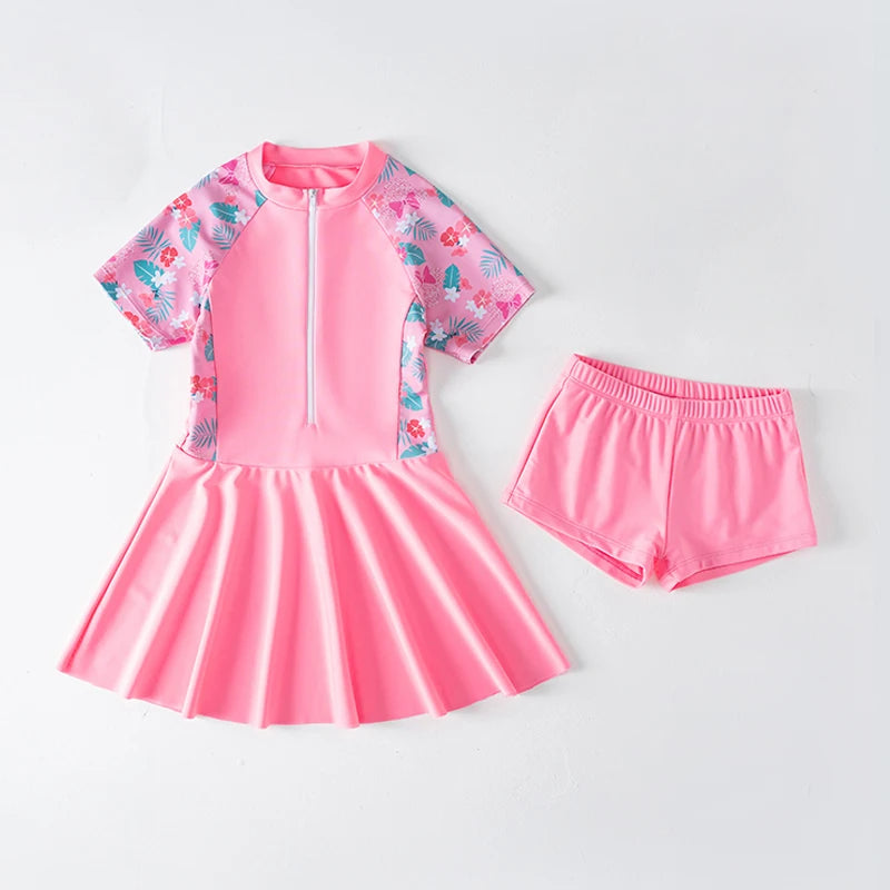 Kids Girl Swimming Suit One Piece Beach Dress Quick Dry Swimwear Teenage Girl Swimsuits Children 3 to 16 Years Girl Bathing Suit