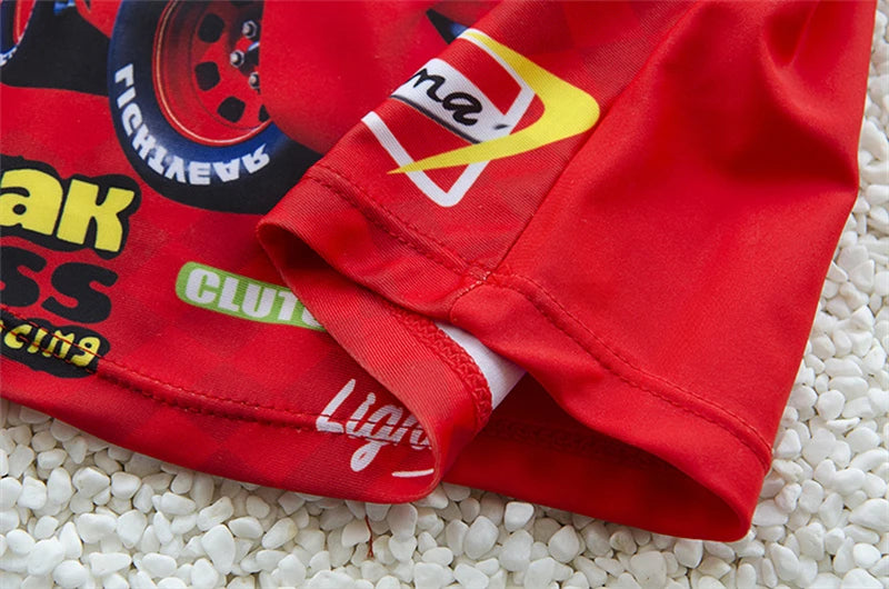 Swimsuit Boy Two Piece Suits Short Sleeve Sunscreen Quick Drying Swimwear Children Cool Cartoon Beachwear Bathing Suit