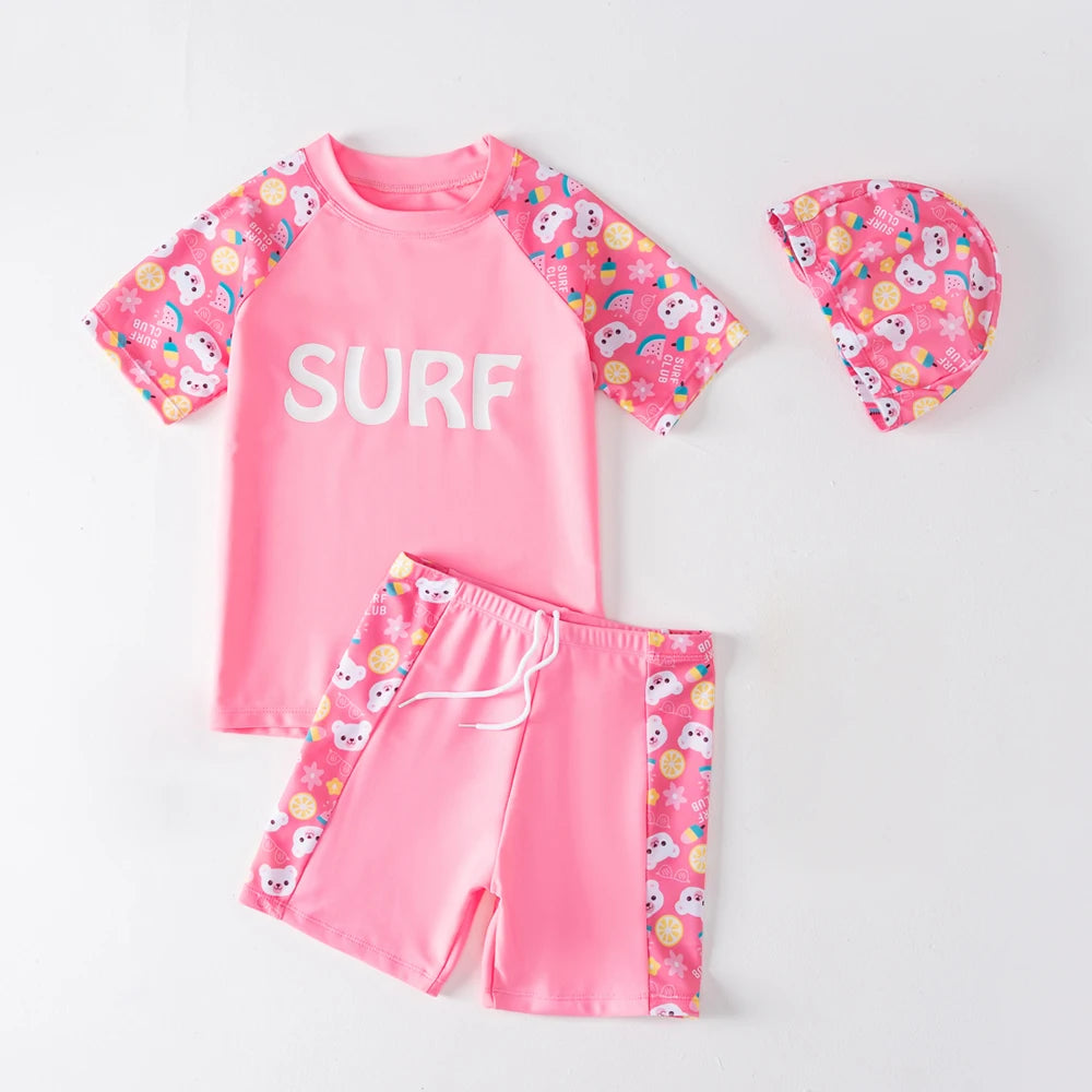 Summer Children's Swimsuit Boy Short Sleeve Beachwear Anstronaut Kids Cartoon Cute Quick Drying Boys Swimsuit Set Boys Swim Suit