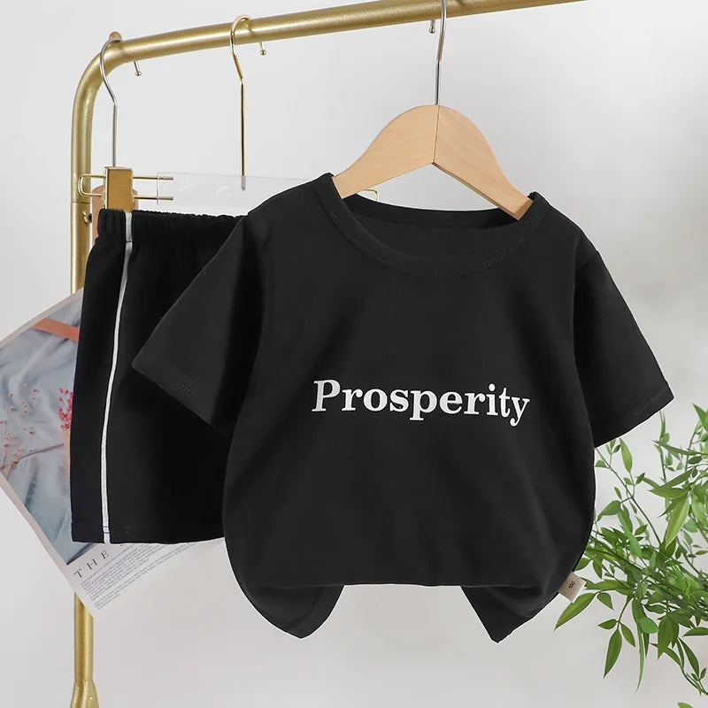 2024 New Children's Short-sleeved Suit Girls Boys T-shirt Summer Baby Fashion Sports Casual Sets Clothes Children's Clothing