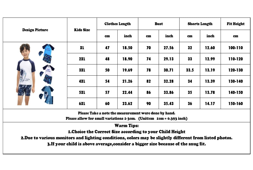 Summer Children's Swimsuit Boy Short Sleeve Beachwear Anstronaut Kids Cartoon Cute Quick Drying Boys Swimsuit Set Boys Swim Suit