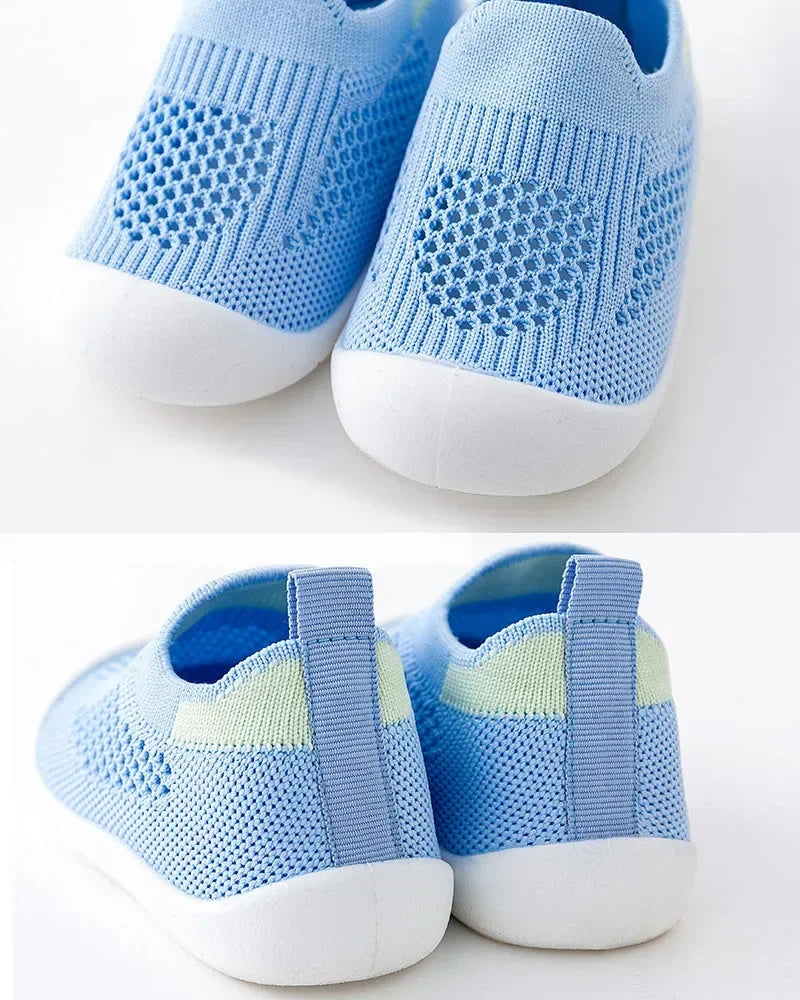 Spring Summer Toddler Shoes Breathable Knitted Kids Sneakers Boys Slip-on Tennis Shoes Girls Soft Non-slip School Casual Shoes