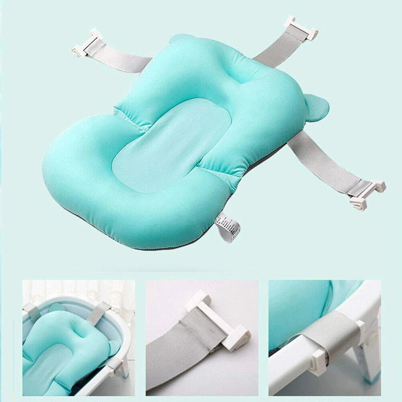 Baby Bath Seat Support Mat Foldable Baby Bath Tub Pad & Chair Newborn Bathtub Pillow Infant Anti-Slip Soft Comfort Body Cushion