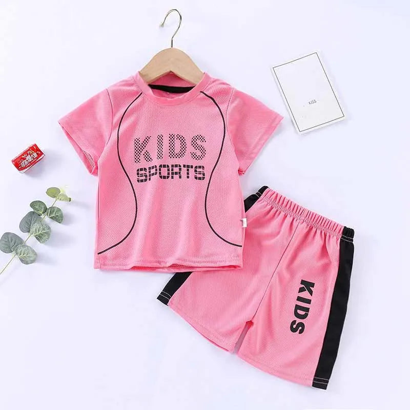 Boys Basketball Set Girls Clothes Suit Baby T-Shirt Sportswear Kids Ball Uniform Outfit Summer Breathable Tops Shorts 2Pcs