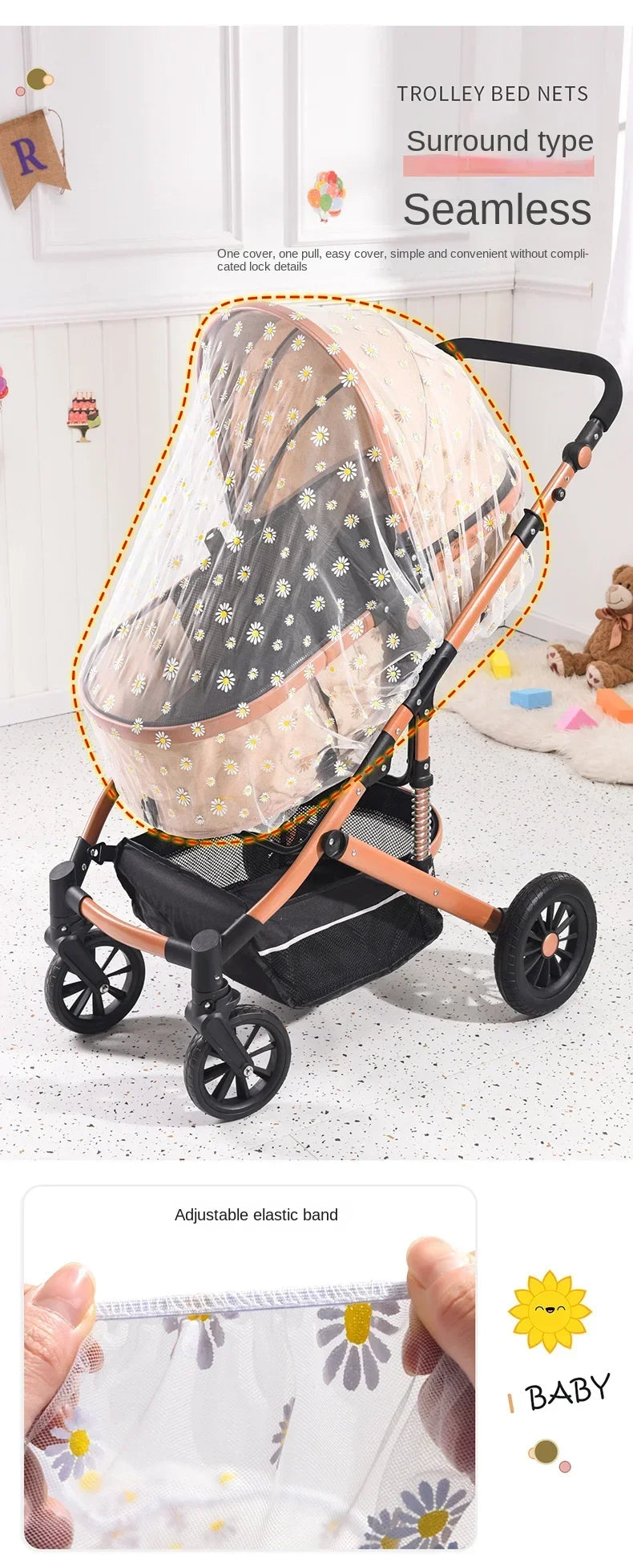 Baby Stroller Mosquito Net Pushchair Cart Insect Shield Net Baby Stroller Accessories Mesh Safe Infants Protection Mesh Cover