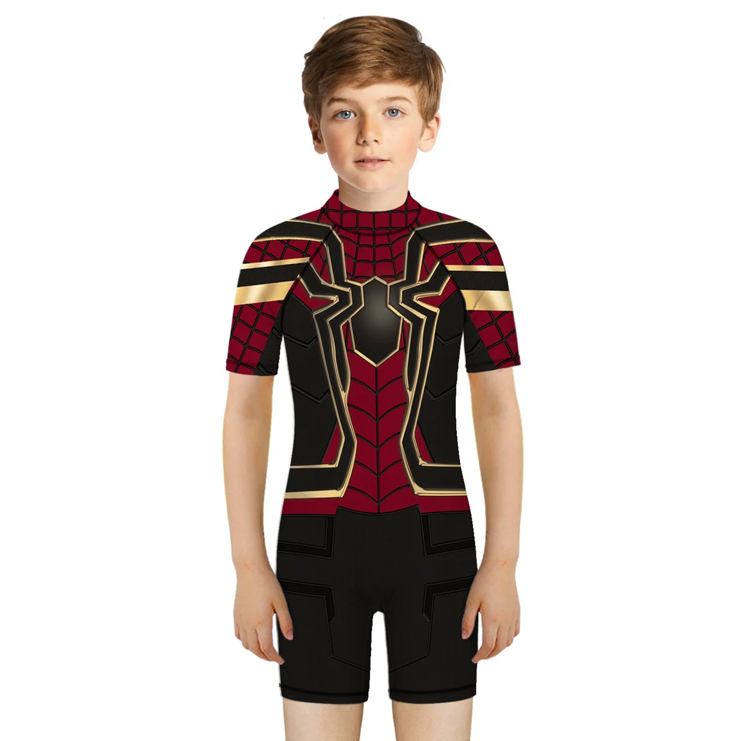 Children One Pieces Swimsuit Superhero 3D Print Playsuit Child Short Sleeve Swimwear Beach Bathing Suit Swim Wear For Boys Girls