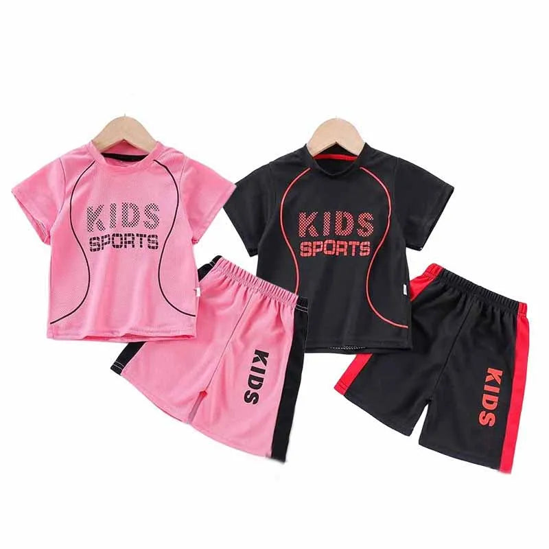 Boys Basketball Set Girls Clothes Suit Baby T-Shirt Sportswear Kids Ball Uniform Outfit Summer Breathable Tops Shorts 2Pcs