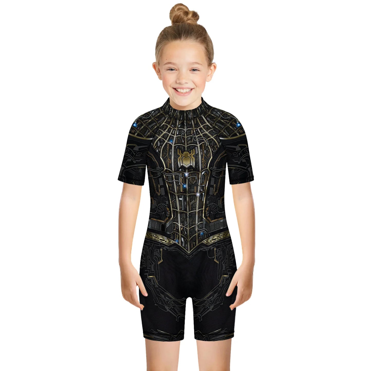 Children One Pieces Swimsuit Superhero 3D Print Playsuit Child Short Sleeve Swimwear Beach Bathing Suit Swim Wear For Boys Girls