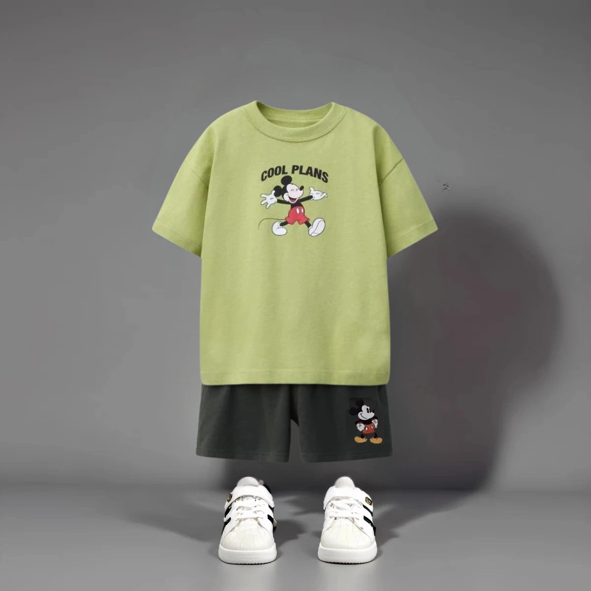 1 2 3 5 7years Boys Clothes Summer Short Sleeve Suit Cartoon Mickey T-shirt Shorts Kids Two Piece Set Children's Wear Tracksuits