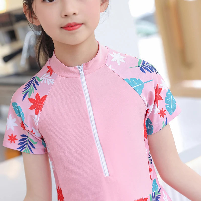 Kids Girl Swimming Suit One Piece Beach Dress Quick Dry Swimwear Teenage Girl Swimsuits Children 3 to 16 Years Girl Bathing Suit