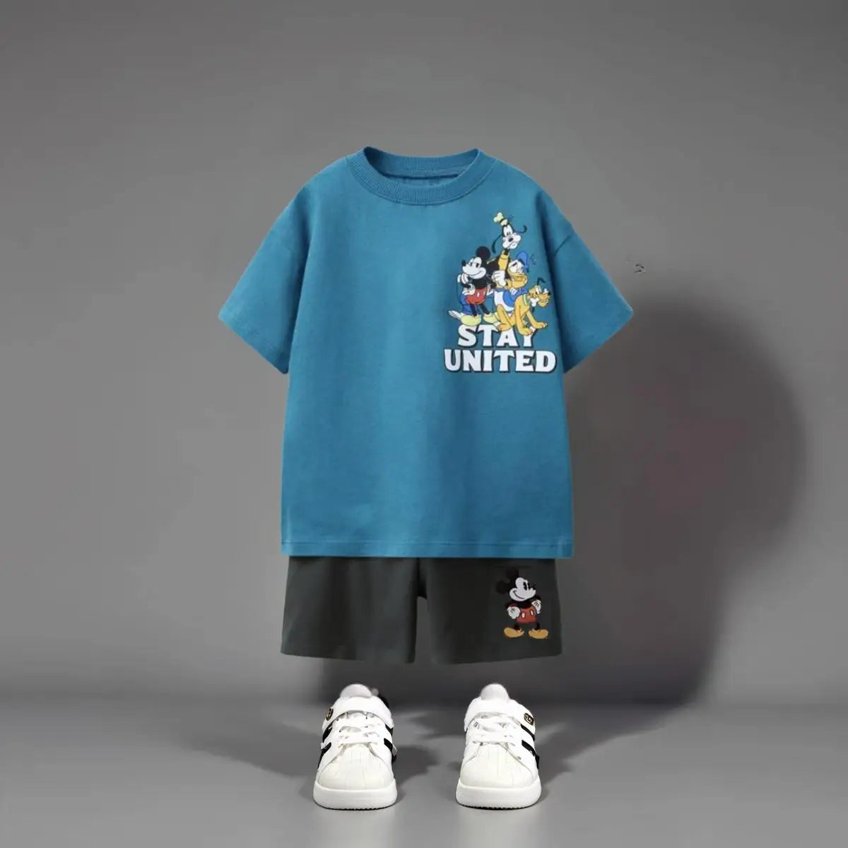 1 2 3 5 7years Boys Clothes Summer Short Sleeve Suit Cartoon Mickey T-shirt Shorts Kids Two Piece Set Children's Wear Tracksuits