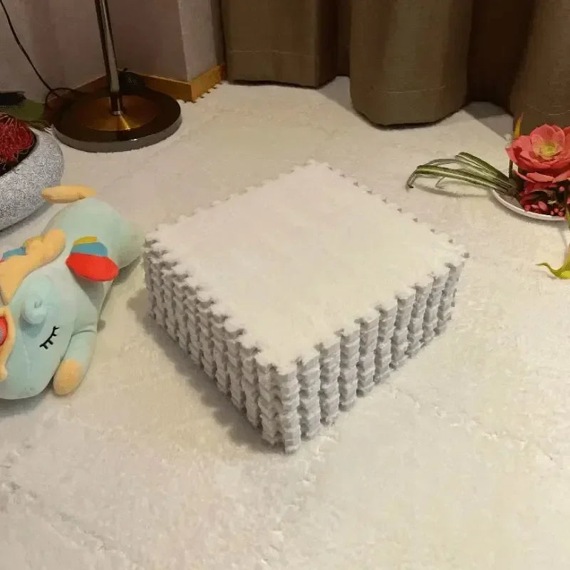 1-10 PCS Plush Foam Floor Mats Carpet Square Foam Floor Mats Fluffy Interlocking Floor Tiles for Bedroom Kindergarten Playground