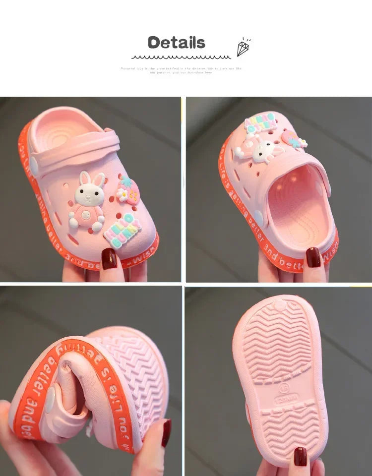 kids baby Girls Summer Sandals: Soft Sole Toddler children Indoor Slippers Cartoon Boys Breathable Hollow Shoes