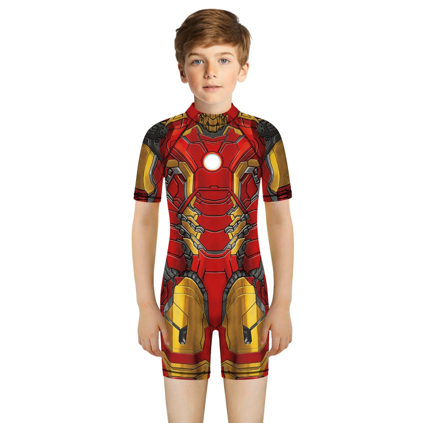 Children One Pieces Swimsuit Superhero 3D Print Playsuit Child Short Sleeve Swimwear Beach Bathing Suit Swim Wear For Boys Girls
