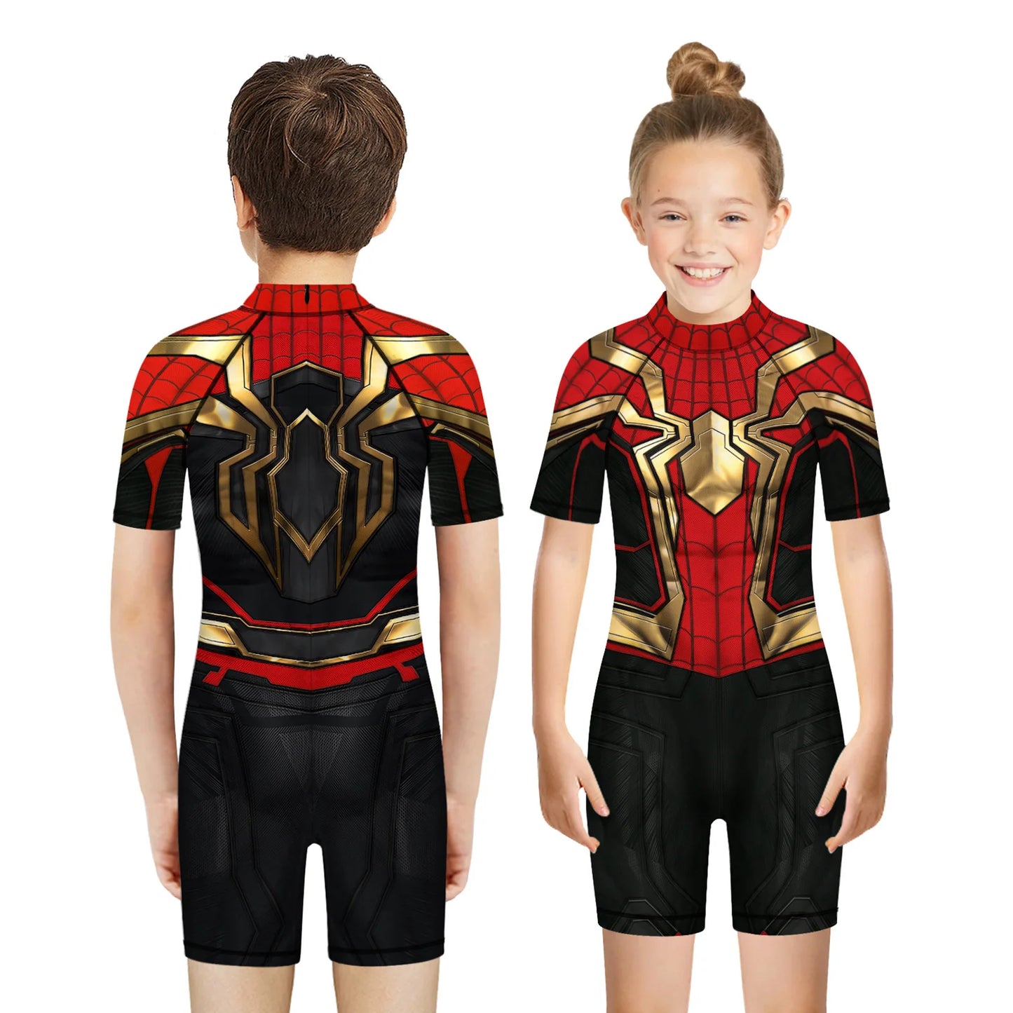 Children One Pieces Swimsuit Superhero 3D Print Playsuit Child Short Sleeve Swimwear Beach Bathing Suit Swim Wear For Boys Girls