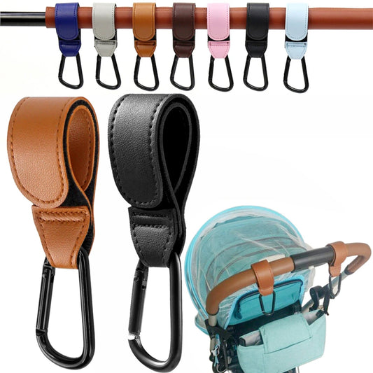 1/2pcs Baby Stroller Hook PU Leather Cart Organizer Diaper Bag Hanger Climbing Buckle Hooks Child Pram Accessories