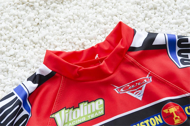 Swimsuit Boy Two Piece Suits Short Sleeve Sunscreen Quick Drying Swimwear Children Cool Cartoon Beachwear Bathing Suit