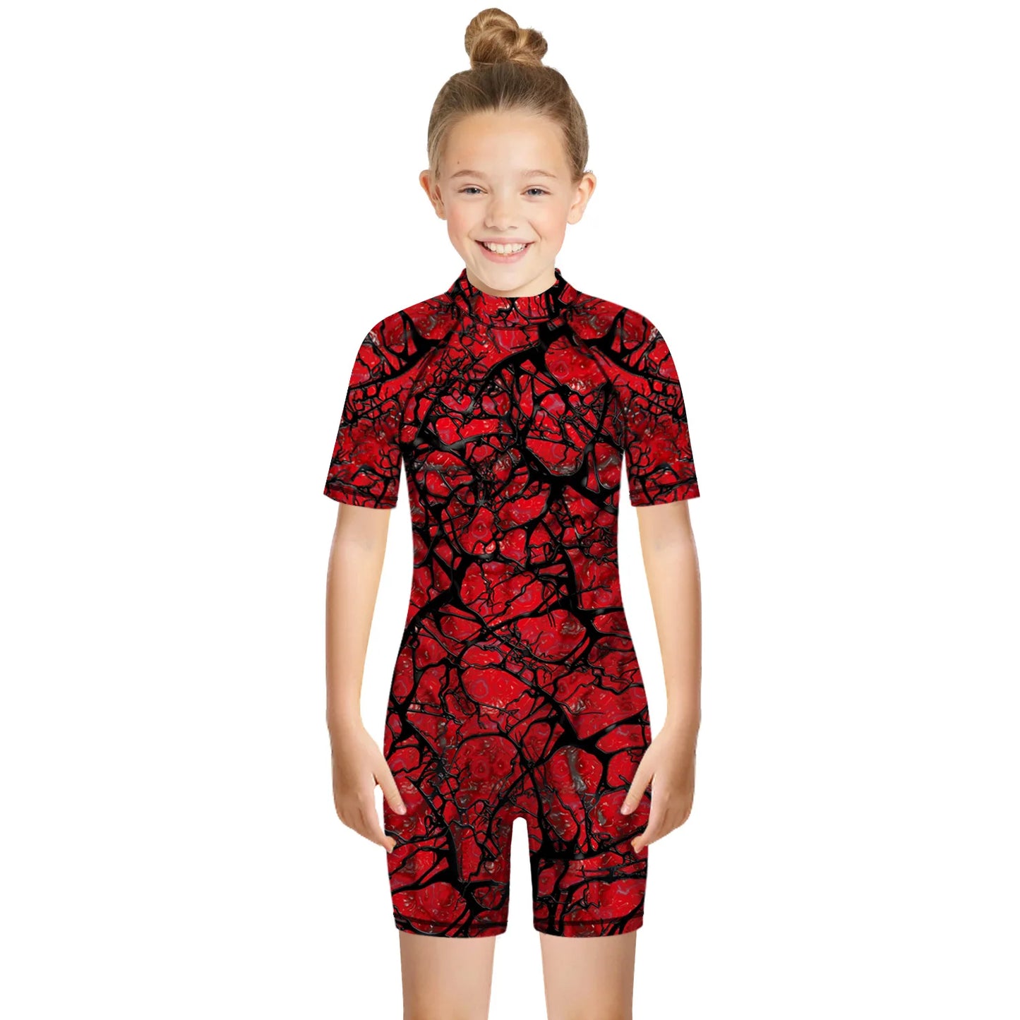 Children One Pieces Swimsuit Superhero 3D Print Playsuit Child Short Sleeve Swimwear Beach Bathing Suit Swim Wear For Boys Girls