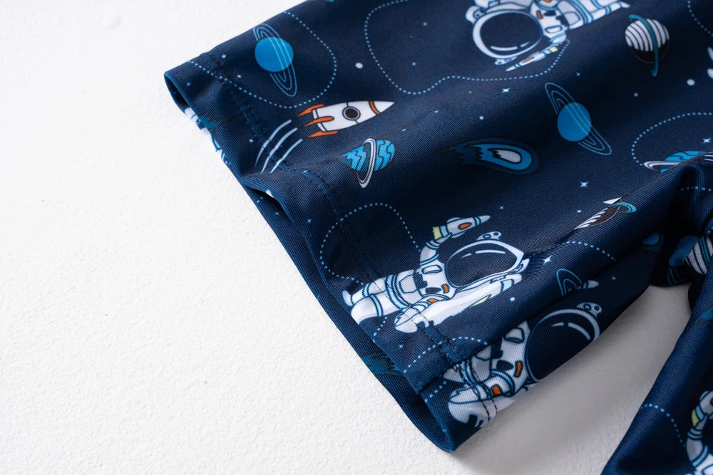 Summer Children's Swimsuit Boy Short Sleeve Beachwear Anstronaut Kids Cartoon Cute Quick Drying Boys Swimsuit Set Boys Swim Suit