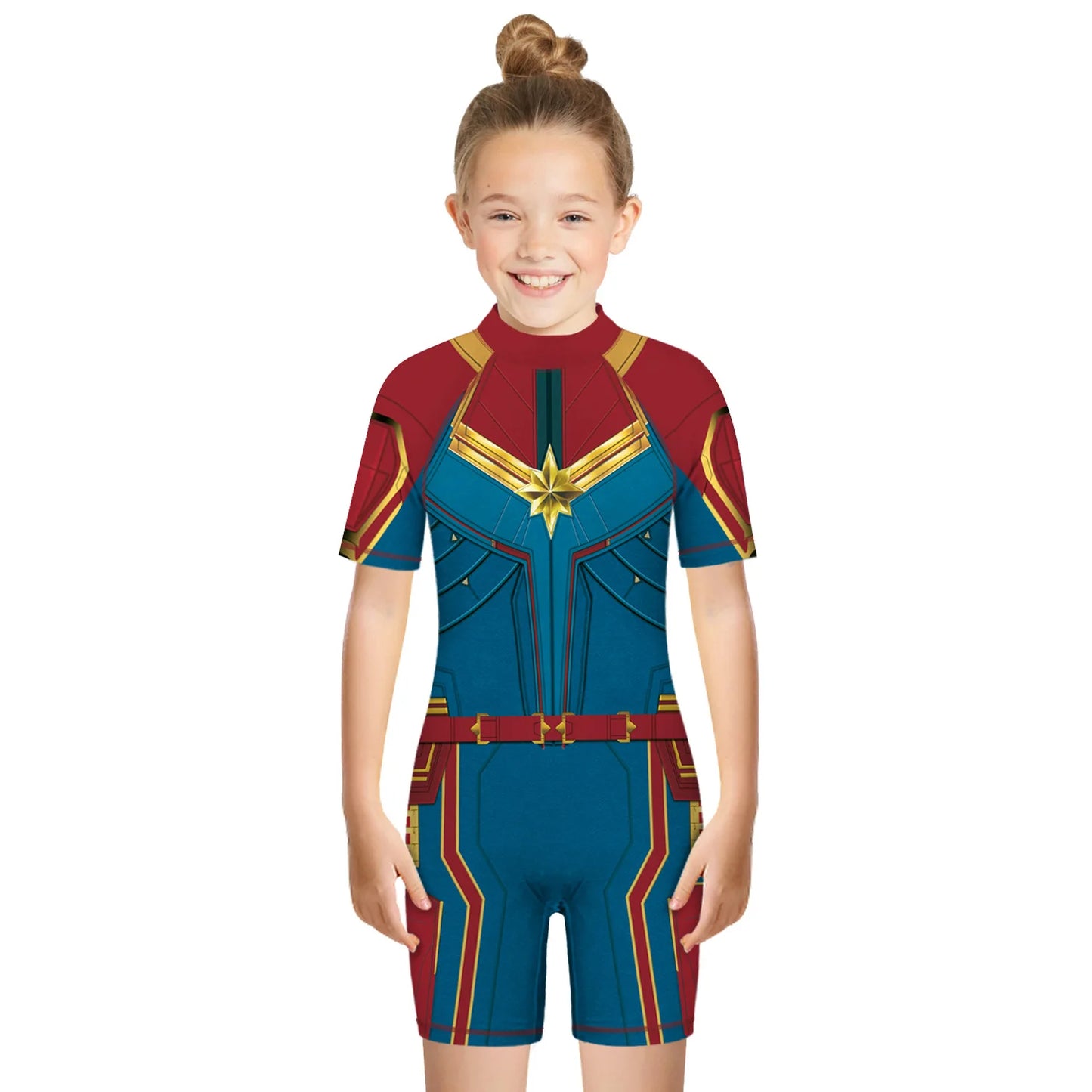 Children One Pieces Swimsuit Superhero 3D Print Playsuit Child Short Sleeve Swimwear Beach Bathing Suit Swim Wear For Boys Girls