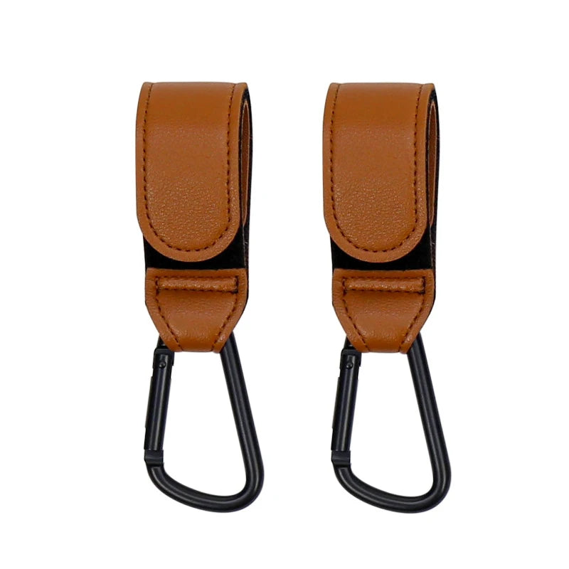 1/2pcs Baby Stroller Hook PU Leather Cart Organizer Diaper Bag Hanger Climbing Buckle Hooks Child Pram Accessories