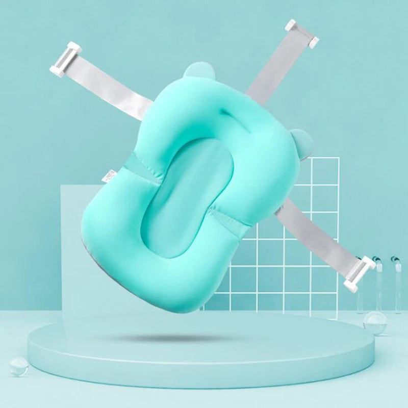 Baby Bath Seat Support Mat Foldable Baby Bath Tub Pad & Chair Newborn Bathtub Pillow Infant Anti-Slip Soft Comfort Body Cushion