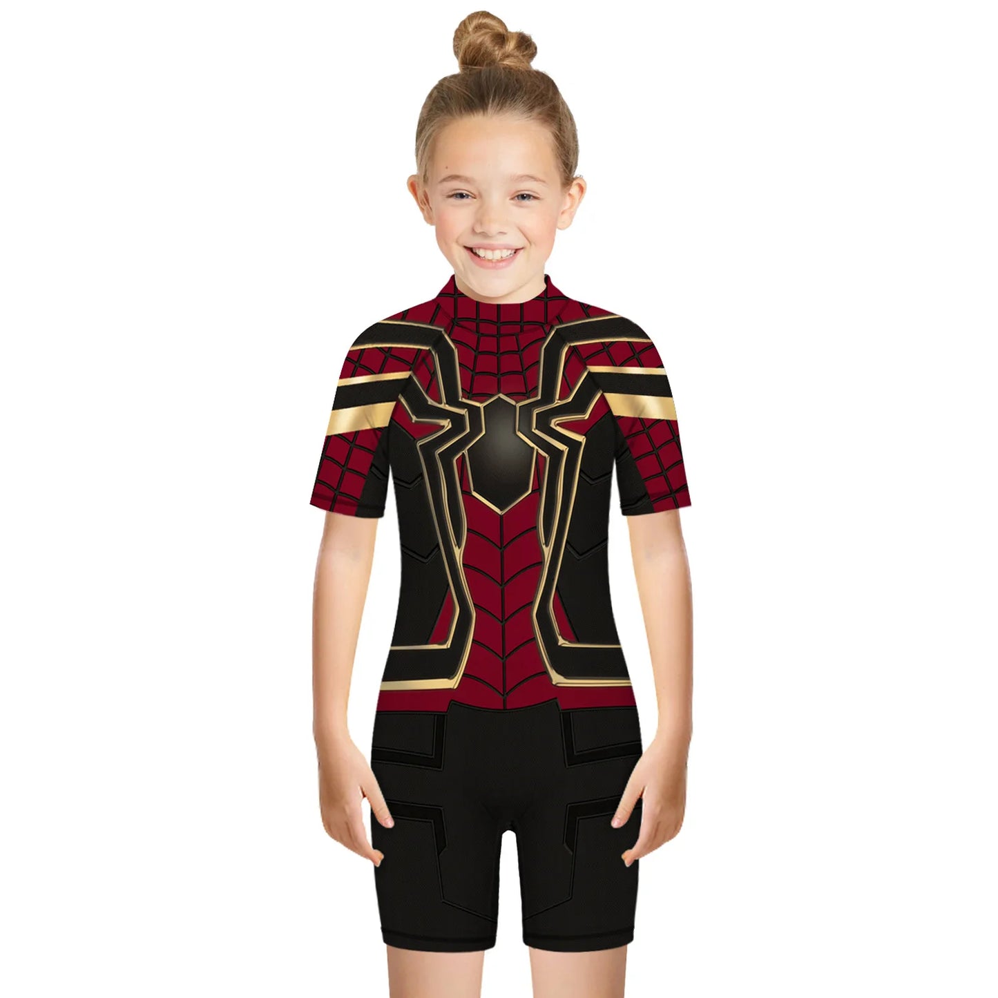 Children One Pieces Swimsuit Superhero 3D Print Playsuit Child Short Sleeve Swimwear Beach Bathing Suit Swim Wear For Boys Girls