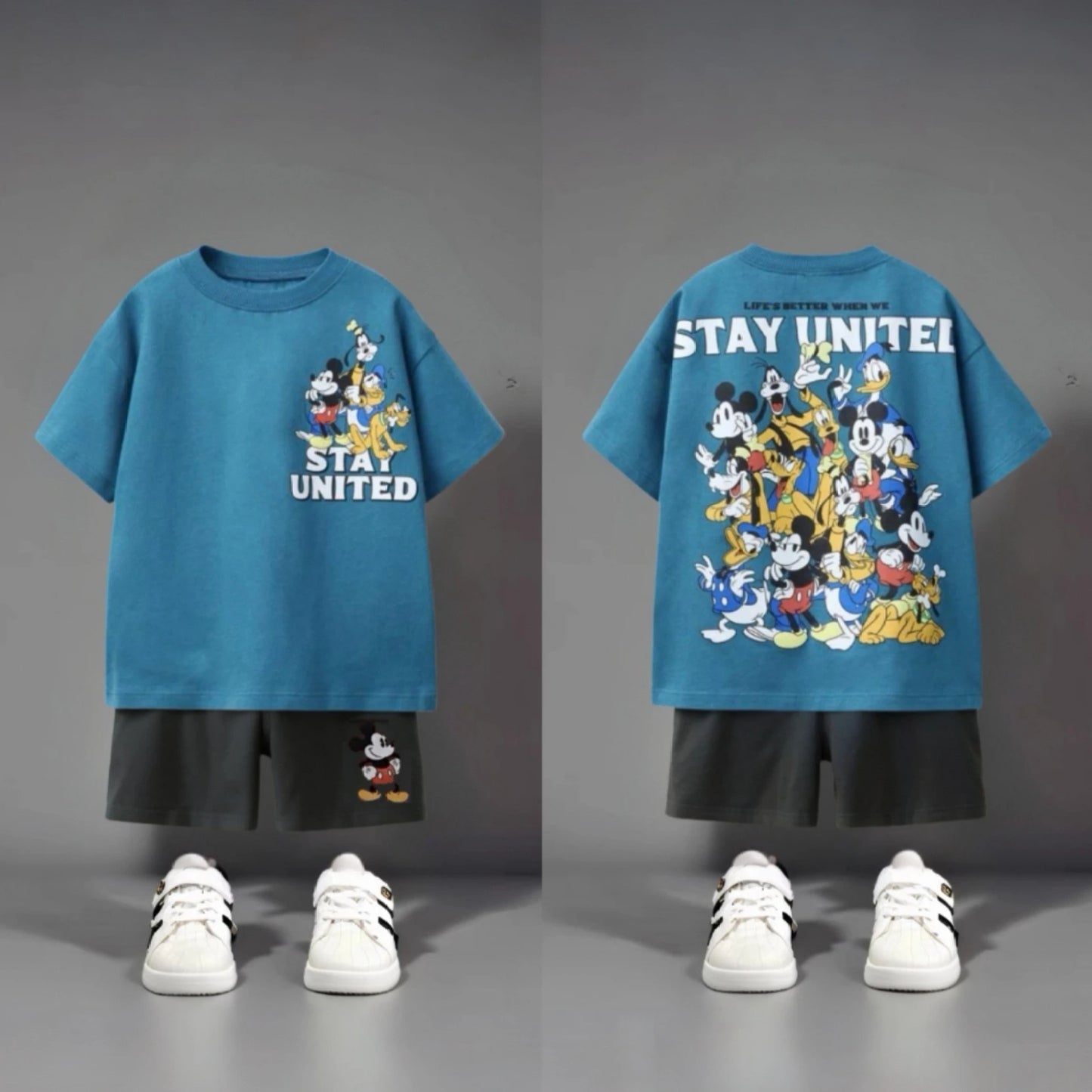 1 2 3 5 7years Boys Clothes Summer Short Sleeve Suit Cartoon Mickey T-shirt Shorts Kids Two Piece Set Children's Wear Tracksuits