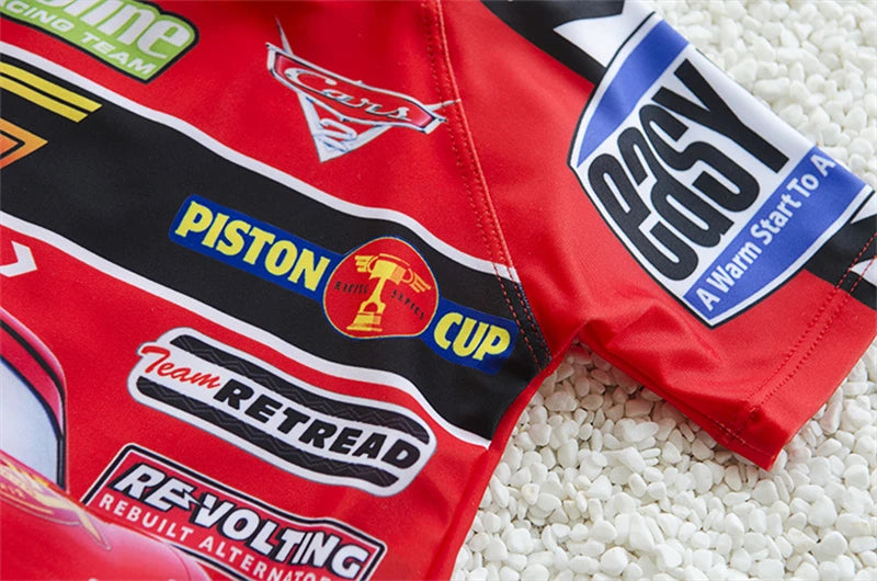 Swimsuit Boy Two Piece Suits Short Sleeve Sunscreen Quick Drying Swimwear Children Cool Cartoon Beachwear Bathing Suit