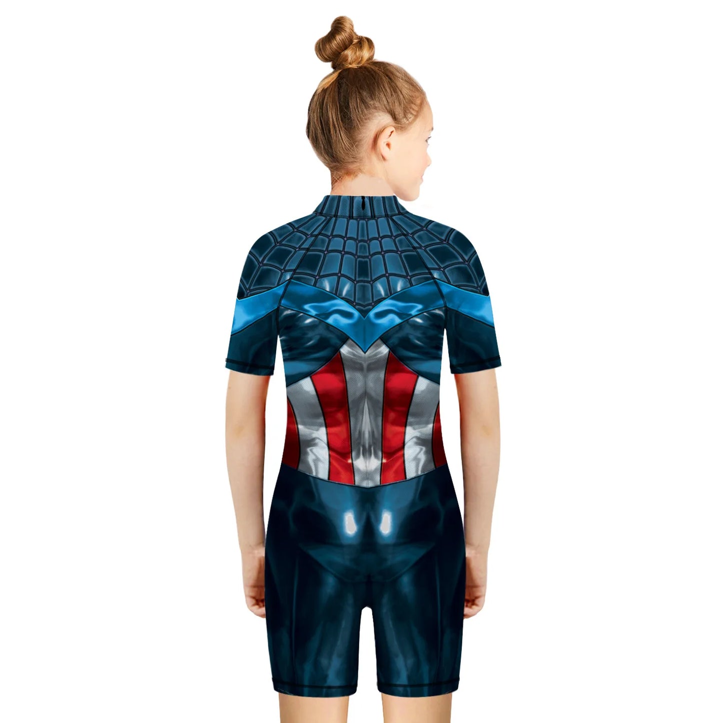 Children One Pieces Swimsuit Superhero 3D Print Playsuit Child Short Sleeve Swimwear Beach Bathing Suit Swim Wear For Boys Girls