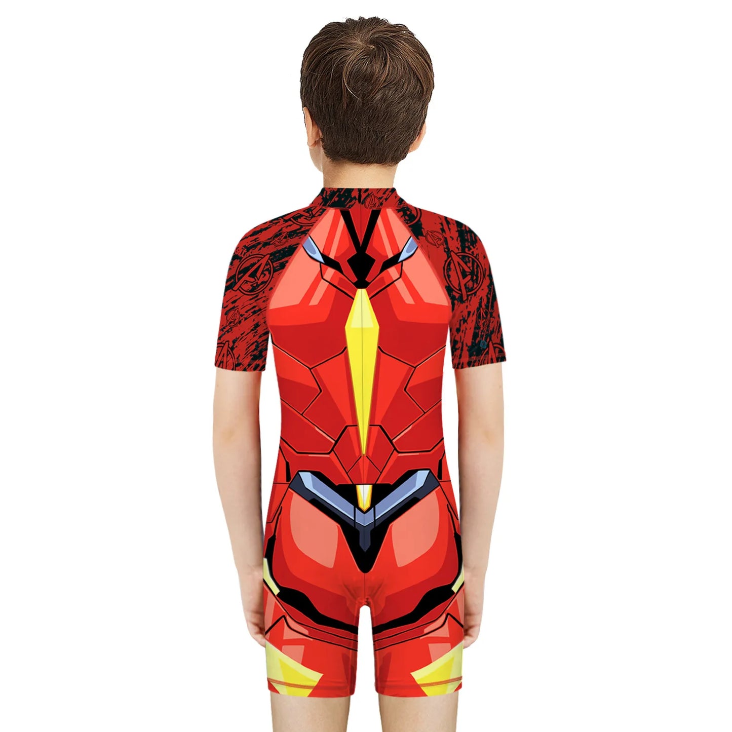 Children One Pieces Swimsuit Superhero 3D Print Playsuit Child Short Sleeve Swimwear Beach Bathing Suit Swim Wear For Boys Girls