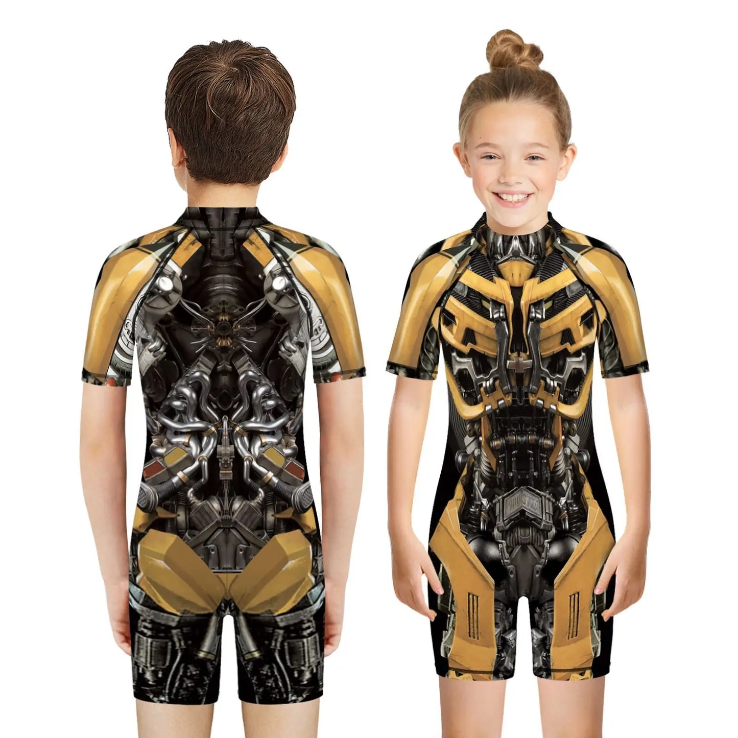 Children One Pieces Swimsuit Superhero 3D Print Playsuit Child Short Sleeve Swimwear Beach Bathing Suit Swim Wear For Boys Girls