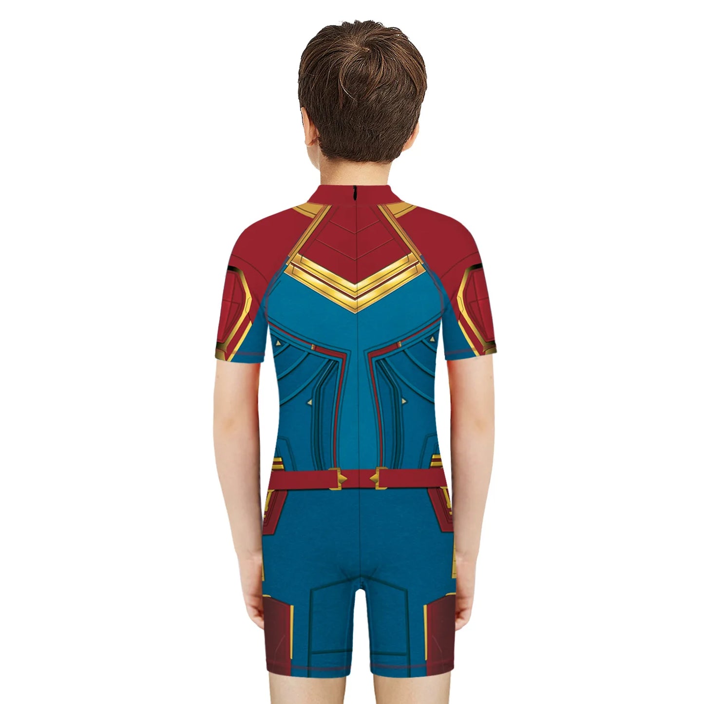 Children One Pieces Swimsuit Superhero 3D Print Playsuit Child Short Sleeve Swimwear Beach Bathing Suit Swim Wear For Boys Girls