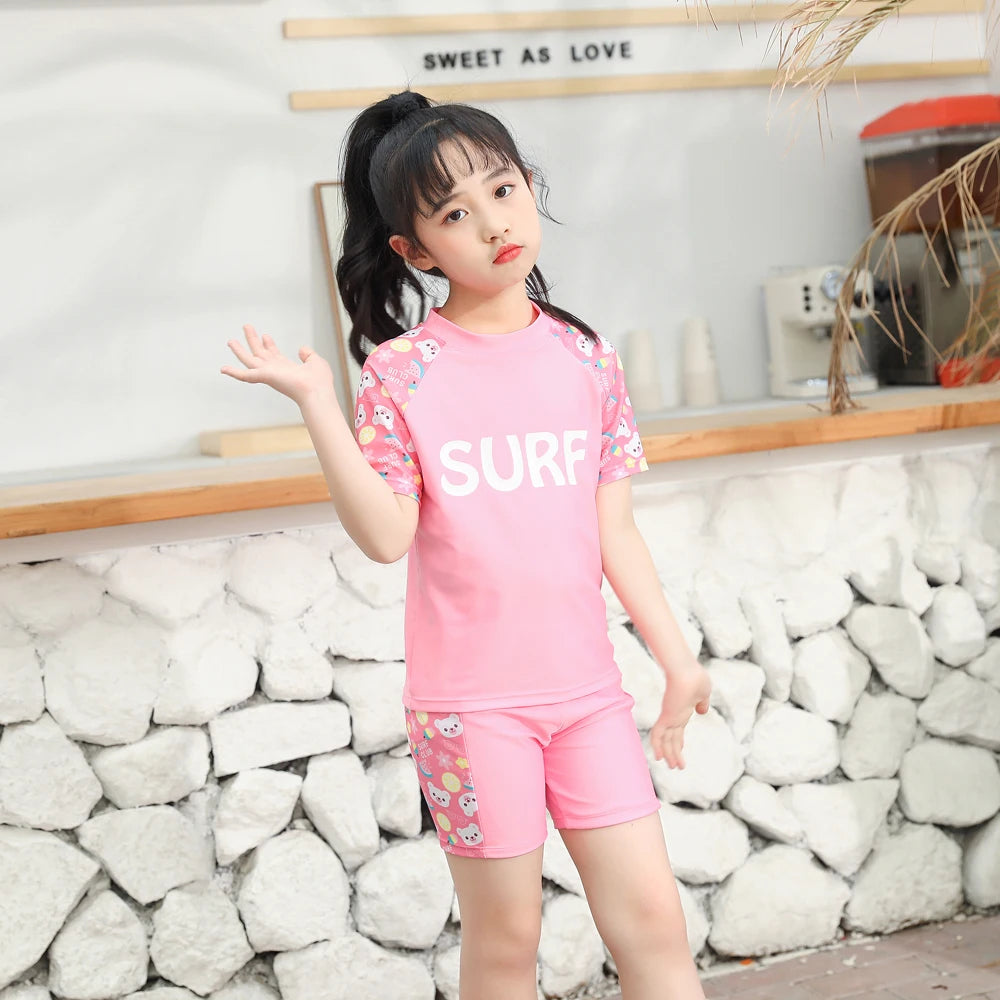 Summer Children's Swimsuit Boy Short Sleeve Beachwear Anstronaut Kids Cartoon Cute Quick Drying Boys Swimsuit Set Boys Swim Suit