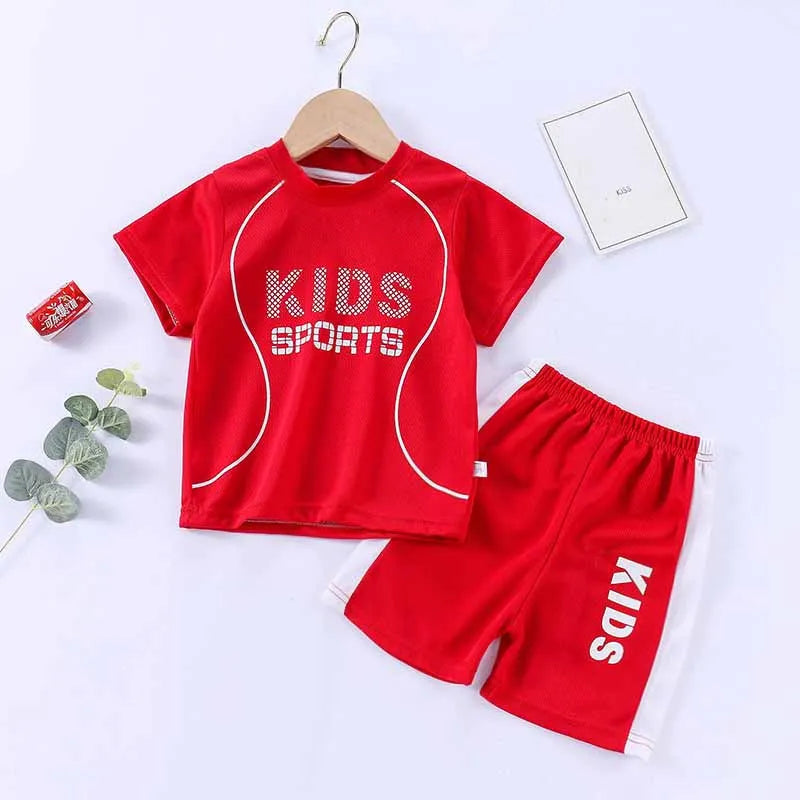 Boys Basketball Set Girls Clothes Suit Baby T-Shirt Sportswear Kids Ball Uniform Outfit Summer Breathable Tops Shorts 2Pcs