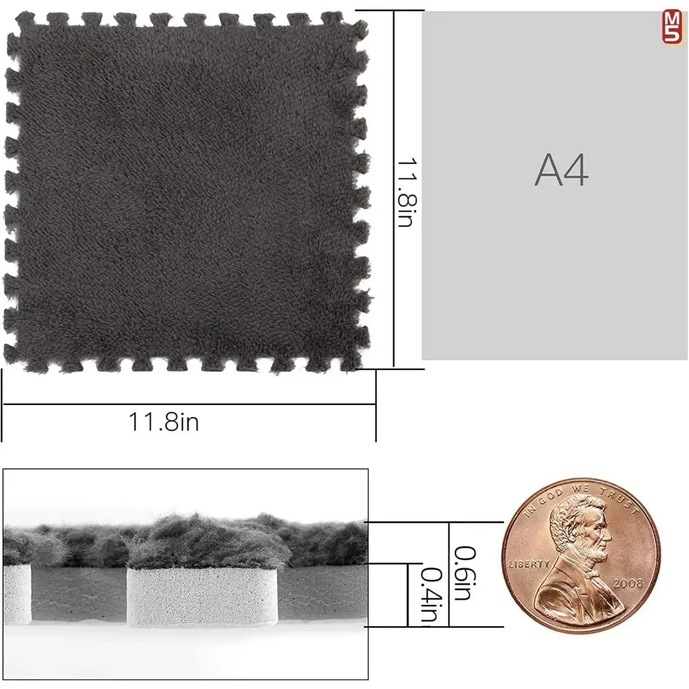 1-10 PCS Plush Foam Floor Mats Carpet Square Foam Floor Mats Fluffy Interlocking Floor Tiles for Bedroom Kindergarten Playground